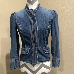 GAP Denim Washed Jacket with light pink stitching!